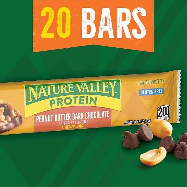 NATURE VALLEY PROTEIN CHEWY BARS, PEANUT BUTTER DARK CHOCOLATE, 20 COUNT, 28.4 OZ