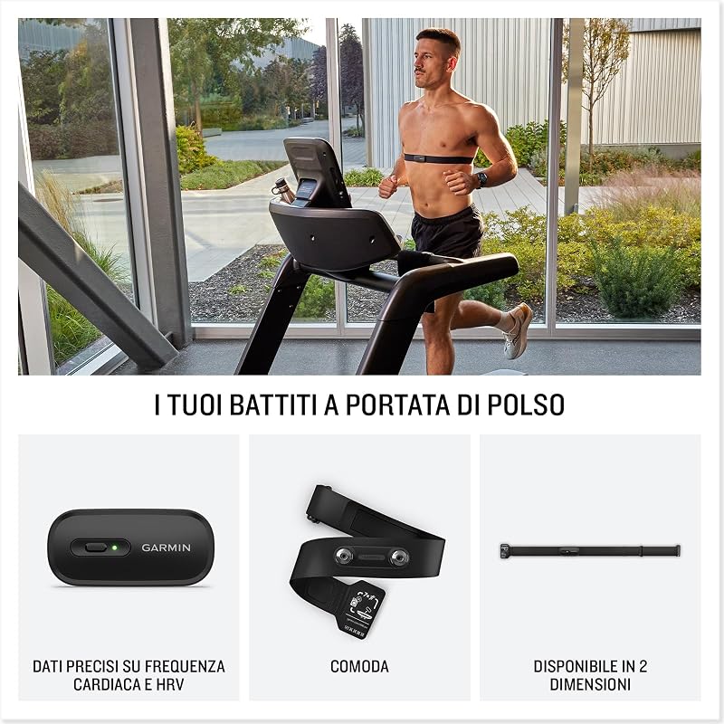 HRM-200 (M-XL), Fascia cardio, Bluetooth e ANT+, Multisport, HRV, Impermeabile 3 ATM, Lavabile in lavatrice, Autonomia fino a 1 anno