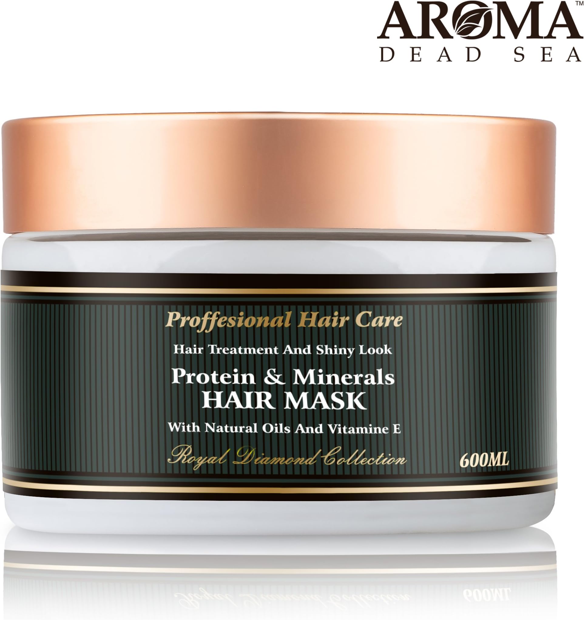 Aroma Premium Natural Hair Mask – 600ml, Protein & Dead Sea Minerals Dry Hair Mask - Natural Ingredients - Repairing & Hydrating Damaged Dry Color & Treated Hair – Deep Hair Conditioner for Women