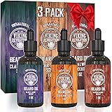 Beard Oil Conditioner 3 Pack - All Natural Variety Set - Sandalwood, Pine & Cedar, Clary Sage Conditioning and Moisturizing f