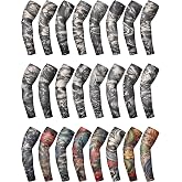Boao 24 Pcs Tattoo UV Arm Sleeves for Men | Anti Slip Cooling Arm Cover, Sun Protection Temporary Tattoo Sleeves, for Halloween Outdoor Sport Cycling