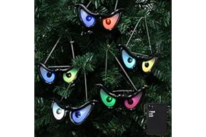 YOFIT 6.5ft Outdoor Halloween Decorations 5 Pairs Waterproof Glowing Eyes LED String Lights with Timer for Bushes, Trees, Windows, Yards & Garage Doors
