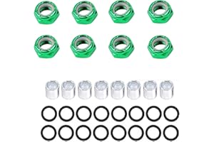 IMPORX 8 Pieces Skateboard Truck Color Nuts and 16 Pieces Skateboard Truck Axle Washers and 8pcs Precision Spacers for Longboards and Skateboard Hardware Kit