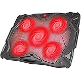HAVIT 5 Fans Laptop Cooling Pad for 14-17 Inch Laptop, Cooler Pad with LED Light, Dual USB 2.0 Ports, Adjustable Mount Stand (Black)