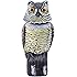 Ohuhu Horned Owl Decoy with Tweet, Light-control System Natural Enemy Pest Deterrent Scarecrow with Rotating Head Pest Control Repellents