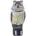 Ohuhu Horned Owl Decoy with Tweet, Light-control System Natural Enemy Pest Deterrent Scarecrow with Rotating Head Pest Control Repellents