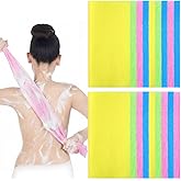 Tegeme 18 Pcs Exfoliating Washcloth Towel Japanese Nylon Bath Towel Colorful Body Scrubber Exfoliator Sponge Loofah Washcloth for Skin Shower Bath(Vibrant Colors,35.4 Inch)