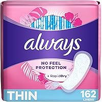 Always Thin No Feel Protection Daily Liners, Regular Absorbency, Designed with a Breathable Layer to Help Keep You Dry, Unsce