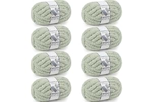 Cozyful Chunky Yarn for Hand Knitting - #10 Chunky Chenille Yarn, Jumbo Big Thick Chunky Yarns for Crocheting, Super Bulky Chunky Knit Blanket Yarns, 8 Skein (25 yds 8 oz Each Skein), Sage Green
