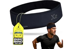 Halo Headband for Men X Series for Extreme Sweating- 2 Width Sizes-3 Layers of Super Absorbing Dryline Fabric with Patented SweatSeal to Channel Sweat Away from Eyes.