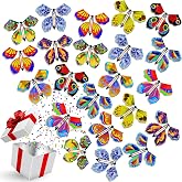Vinsot 100 Pcs Wind up Flying Butterflies Rubber Band Powered 10 Styles | Magic Card Inserts, Bookmarks, Surprise Gifts for Kids Parties, Wedding Birthday Favors, 4.41 x 5.67 Inch Butterflies