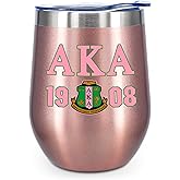 KAIRA Friendship Gifts for Women Aka Sorority Gifts for Women 12oz Wine Tumbler with Lid Coffee Mug Stainless Steel Double Wall Insulated (Rose Gold)