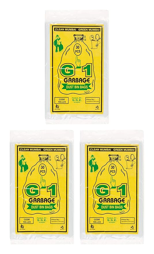 G 1 Garbage Bags Medium Size Black Color 19 X 21 Inch 90 Pieces | Disposable Dustbin Bags