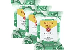 Burt's Bees Stocking Stuffers, Cucumber & Mint Face Wipes, for All Skin Types, Refreshing Makeup Remover & Facial Cleansing Towelettes, Skin Care Christmas Gifts, 30 Ct. (3-Pack)
