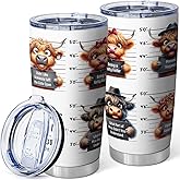 Equoza Funny Highland Cow Tumbler Gift for Women Men,Cute Silly Highland Cow 20oz Insulated Tumbler with Lid（Pack of 1）