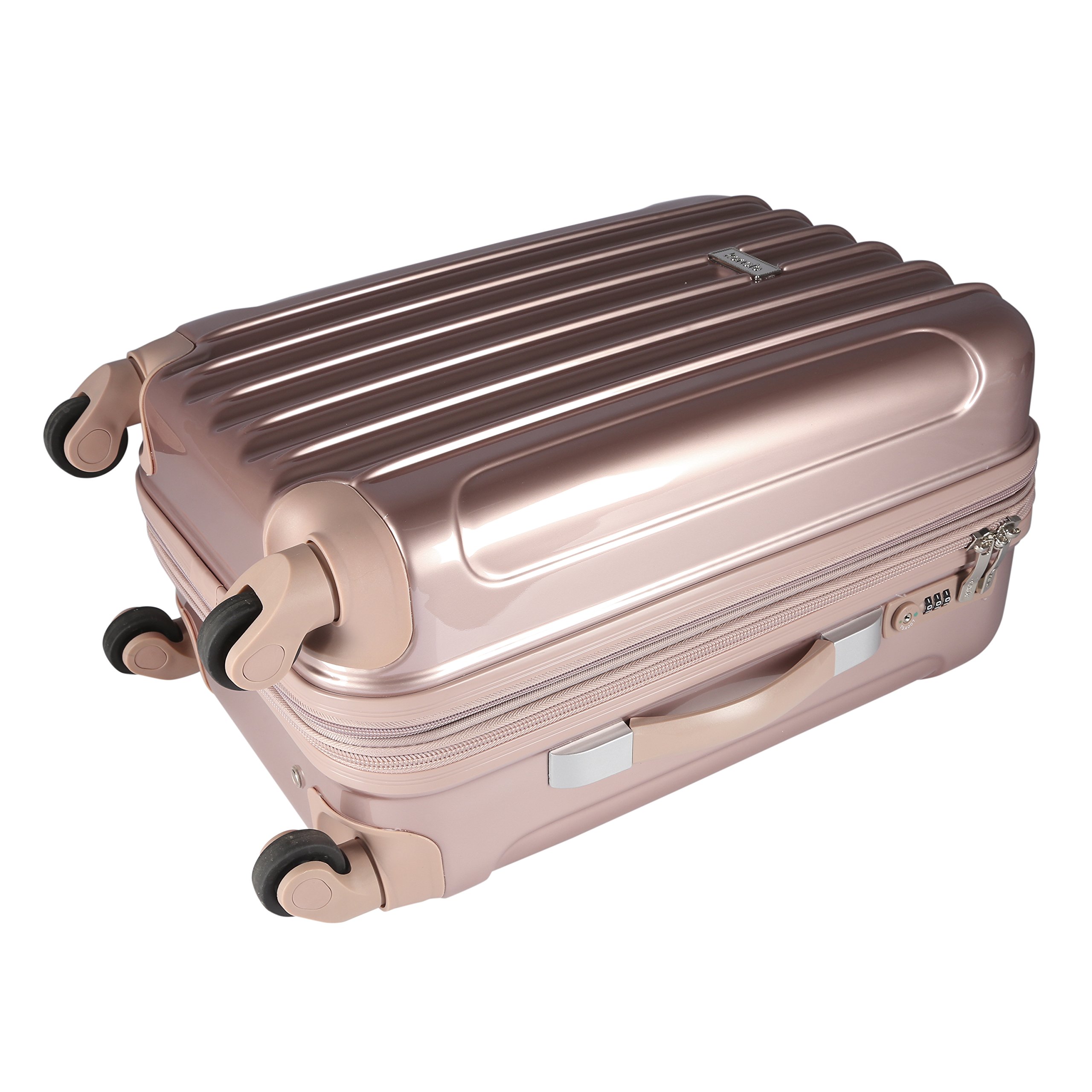 kensie Women's Alma Hardside Spinner Luggage, Rose Gold, 3-Piece Set (20/24/28)