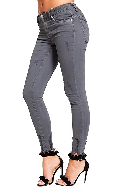 ladies frayed hem jeans