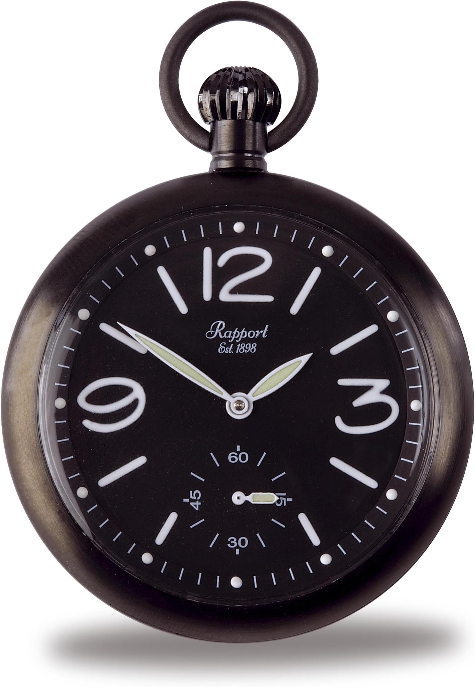 Rapport of London Black Pocket Watch with 17 Jewel Movement and Luminous Hands