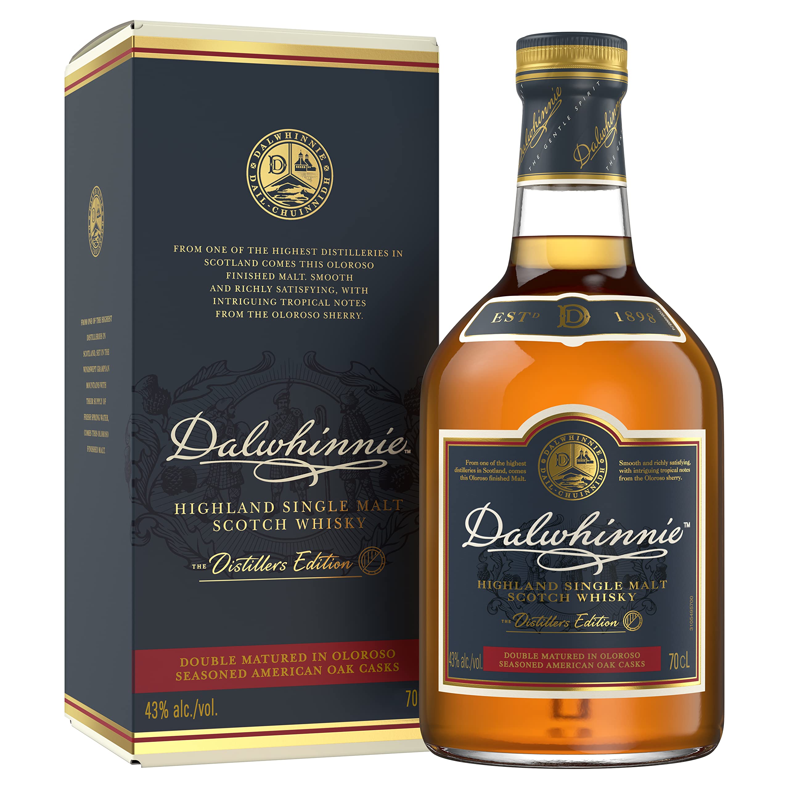 Dalwhinnie Distillers Edition, Single Malt Scotch Whisky aus Schottland, Geschenkidee, Einzelflasche, 43% Vol., 700ml