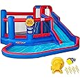 Sunny & Fun Big Time Bounce-A-Round Inflatable Water Slide Park – Heavy-Duty for Outdoor Fun - Climbing Wall, Slide & Splash Pool – Easy to Set Up & Inflate with Included Air Pump & Carrying Case