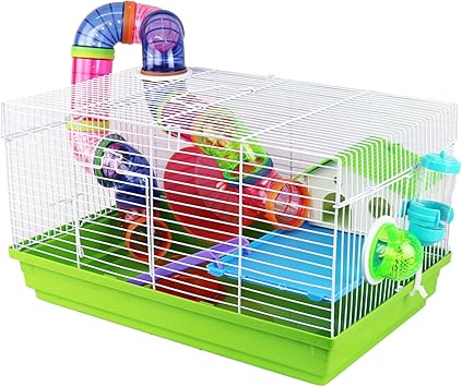 Pet Ting Sage Hamster Cage With Tubes And Accessories Gerbil Mice Dwarf Hamster Mouse Spinning Wheel Drinker Green Amazon Co Uk Pet Supplies