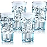 BELLAFORTE Shatterproof Plastic Tall Tumbler, Set of 4, 23oz - Unbreakable Drinking Glasses - Flower Beach Glasses Drinking for Gifting, Parties, Poolside, Home - Dishwasher Safe - BPA Free