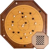 Tournament Crokinole and Checkers, 30-Inch Official Crokinole Board Game with 26" Playing Surface, Canadian Heritage Tabletop Game for Two Players, Dexterity Krokinole Games for Families and Friends