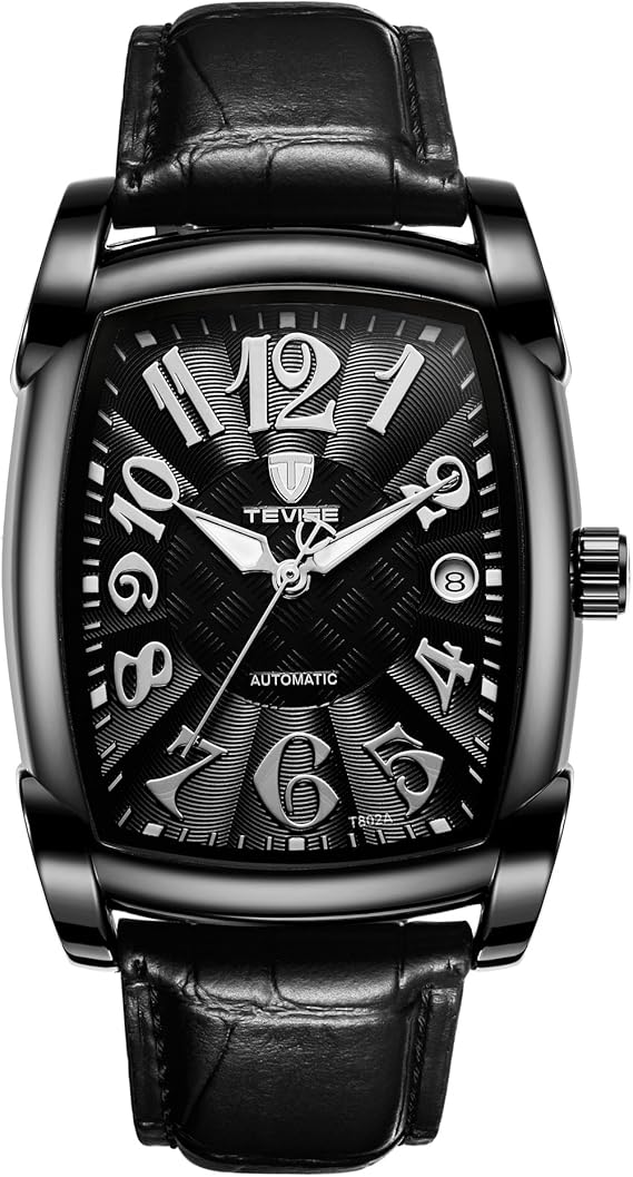Amazon Tevise ブランド ラグジュアリー メンズ スクエア 腕時計 防水 ステンレススチール ビジネスウォッチ メンズ 自動機械式腕時計 アナログ ブラック Black Black メンズ腕時計 腕時計 通販