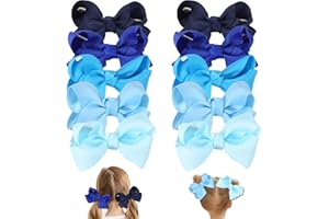 CLIPBAND Hair Bows for Girls 10PCS Girls Toddler bows Clips Black Grosgrain Ribbon Alligator Clips Kids Hair Accessories