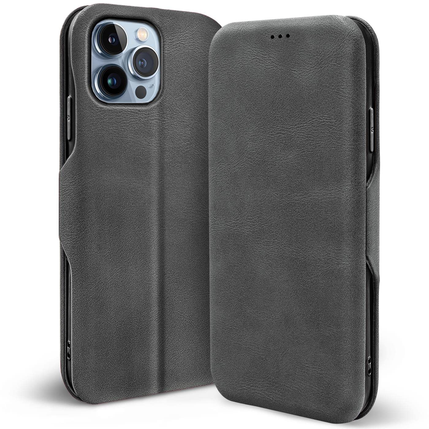 Verco Cell Phone Case for iPhone 15 Pro Max, Bookstyle Premium Cell Phone Flip Cover for iPhone 15 Pro Max Case [6.7 inch] Book Case Bag, Gray