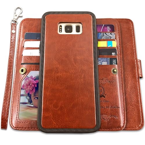 Galaxy S8 Plus Cases,Magnetic Detachable Lanyard Wallet Case with