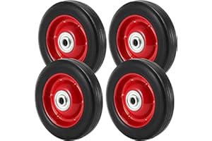 MAHIONG 4 Pack 8 x 1.75 Inch Solid Rubber Wheel, Flat Free Rubber Tire with Ball Bearing, 1/2 Inch Bore Axle Replacement Hand Truck Wheel, 220lbs Load Capacity