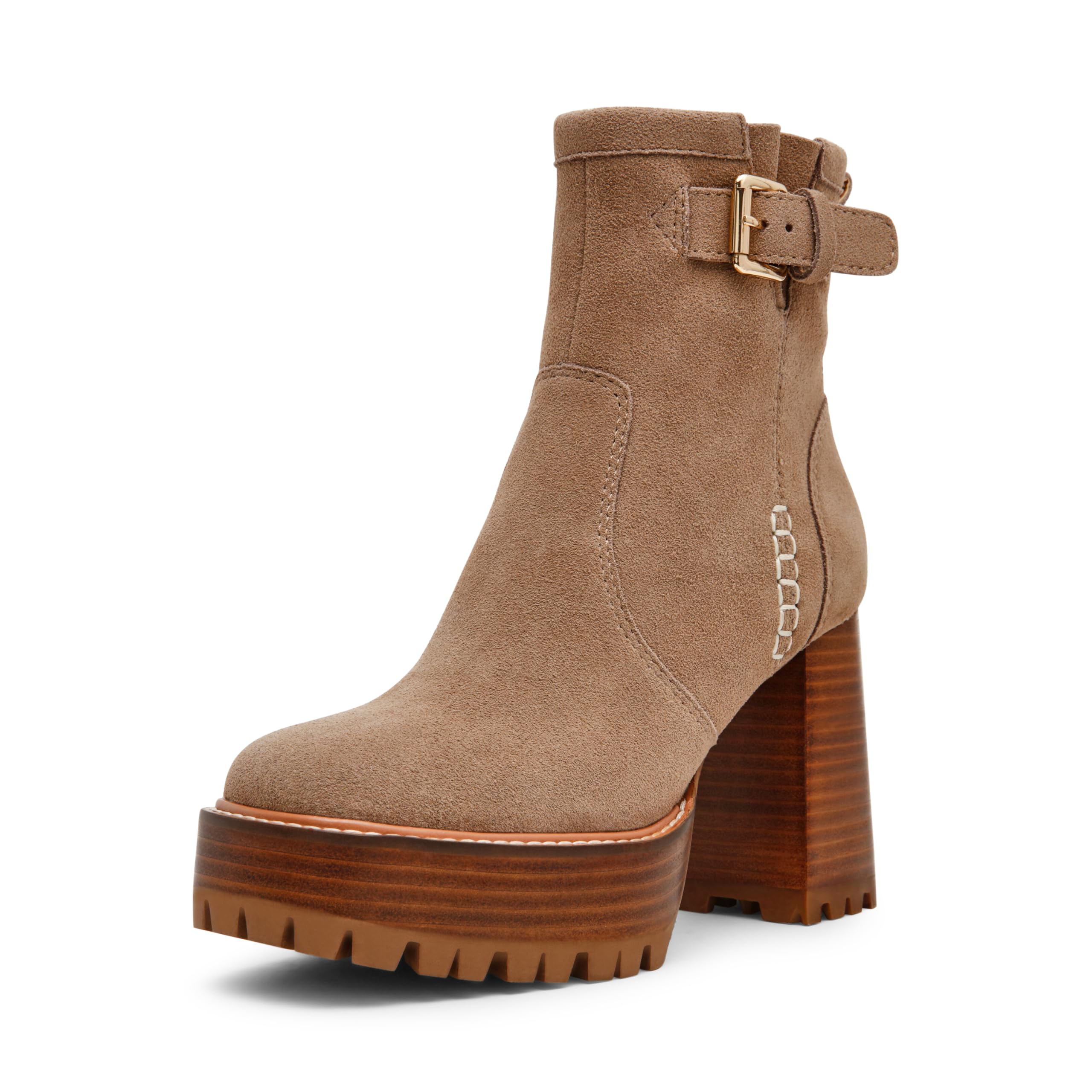 Steve Madden Women’s Summit Ankle Boot, Taupe Suede, 5.5
