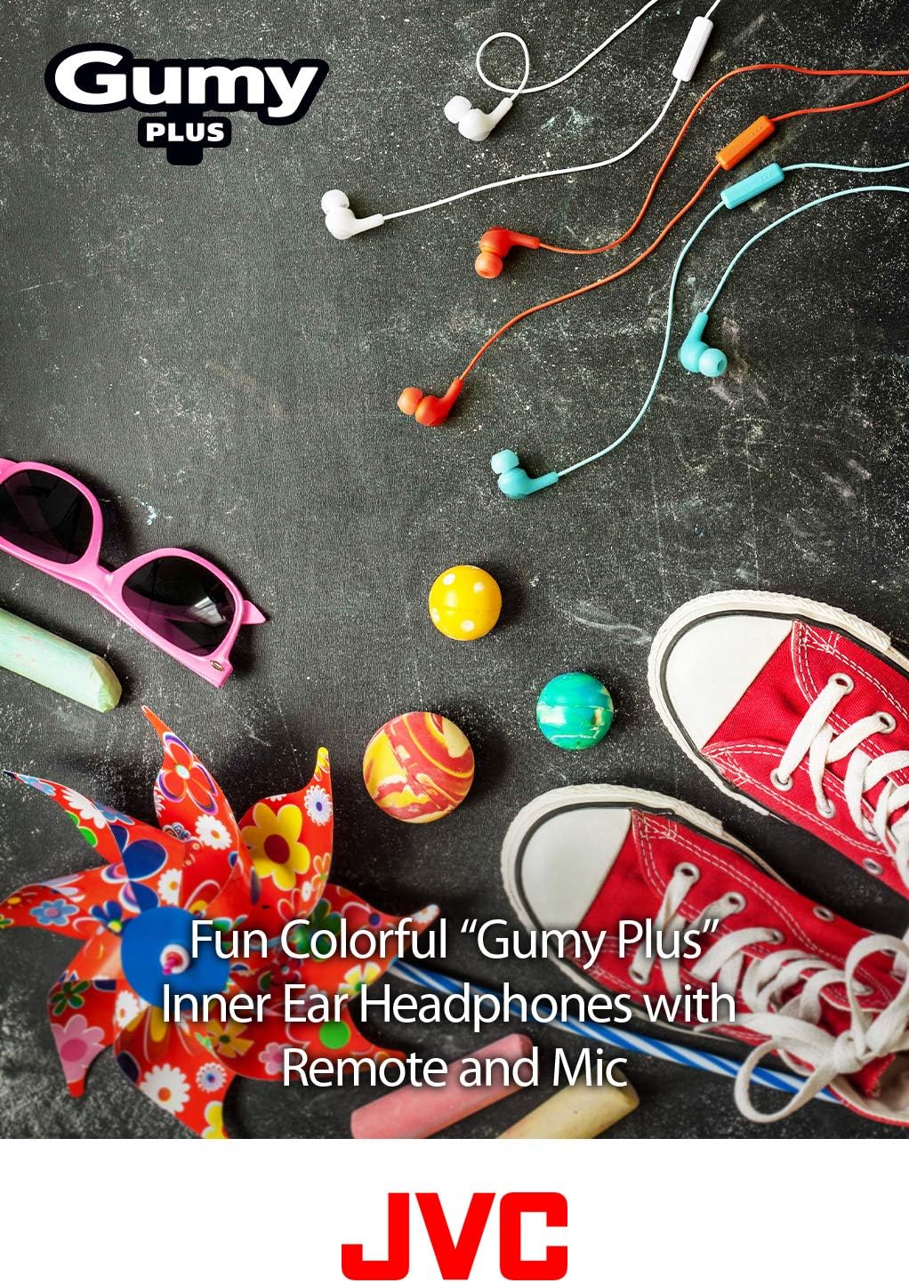 JVC Gumy Plus In Ear Headphones Earphones with Bass Boost, Comfortable Earbuds and Built In Mic and Remote for Call Handling Black - Image 3