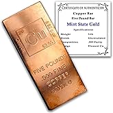 5 lb Copper Bar (Flat Style) .999 Pure Paperweight | Element Design with Certificate of Authenticity