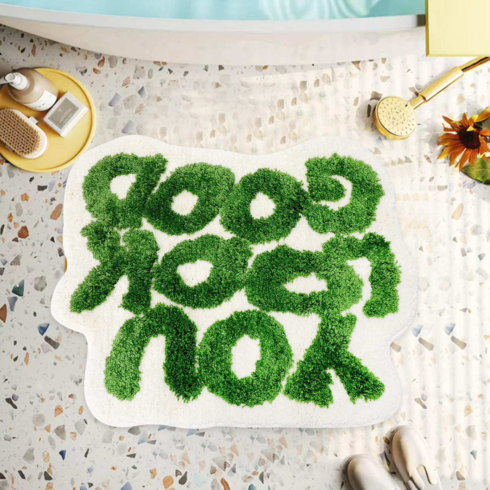 Photo 1 of You Look Good Bath Mat - Green Kitchen Rugs Door Mats, Funny Soft Microfiber Bath Rug, Non-Slip Washable Moss Rug 25”x21”