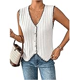 Verdusa Women's Old Money Button Down Sweater Vest Sleeveless Elegant Lightweight Knit Tops