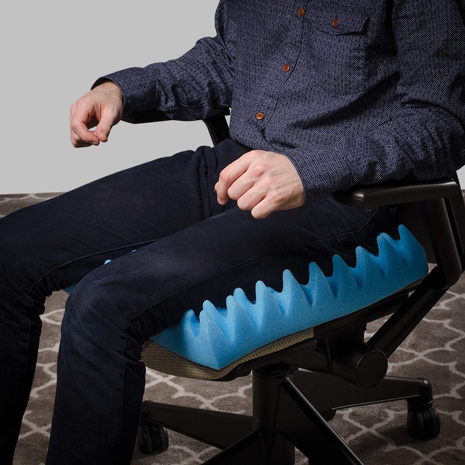 DMI Foam Waffle Cushion For Chair, Egg Crate Cushion Foam Seat Pad, Seat Cushion for Car, Office Chair or Wheelchair Cushion to Relieve Back, Tail Bone Pain, Sciatica, 18x16x4, Car Seat Cushion