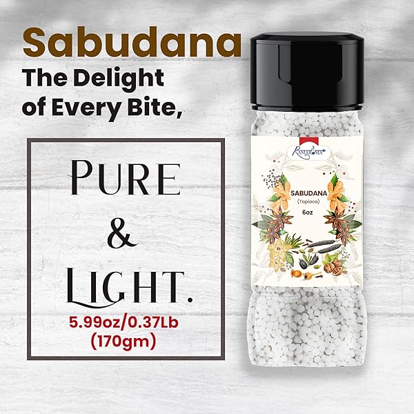 SABUDANA, TAPIOCA, SAGO PEARLS 5.99OZ/0.37LB (170GM) | ALL NATURAL | VEGAN | NO COLORS | NON-GMO
