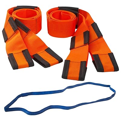Forearm Forklift Lifting and Moving Straps for Furniture, Appliances, Mattresses or Heavy Objects up to 800 Pounds 2-Person, Includes Mover's Rubber Band, Orange, Model L74995CNFRB
