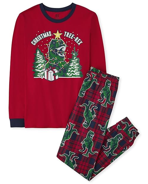 The Children's Place baby girls Family Matching Christmas Holiday Sets, Snug Fit 100% Cotton, Adult, Big Kid, Toddler, Pajama Set, Tree Rex, X-Large US