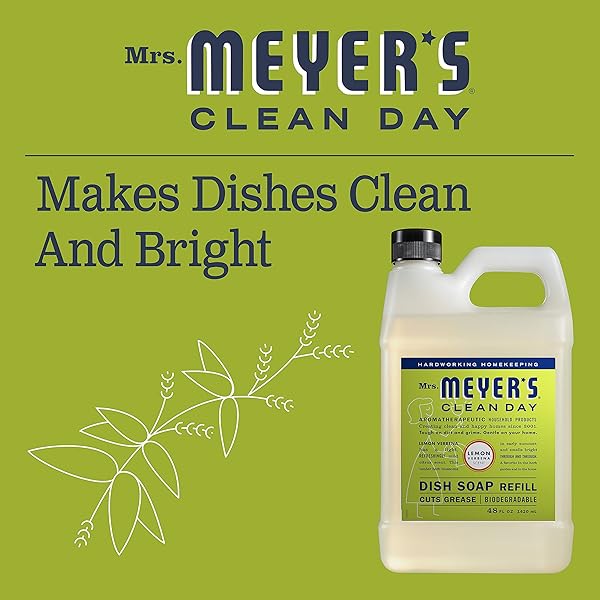 MRS. MEYER’S CLEAN DAY LIQUID DISH SOAP REFILL, BIODEGRADABLE FORMULA, LEMON VERBENA (48 FL OZ (PACK OF 1))