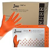 1st Choice 6 mil Orange and Green Gloves, Disposable, Latex Free Raised Diamond Grip Mechanic Glove for Men and Women