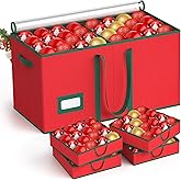 Christmas Ornament Storage Box Store 128 Ornaments, Xmas Ornament Organizer Storage box with Dual Zipper Closure and Adjustable Dividers, Large Holiday Decorations Containers with 8 Individual Trays