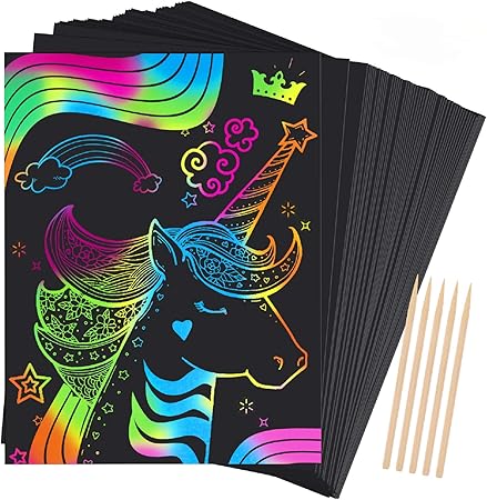 Amazon Tesoky 楽しいおもちゃ 3 12歳の女の子向け スクラッチアート 50ピース 子供用クラフト 4 12歳 3 12歳の女の子向け 3 12歳の女の子向けアートと工芸品 3 12歳の女の子向け 男の子の女の子向け おもちゃ おもちゃ