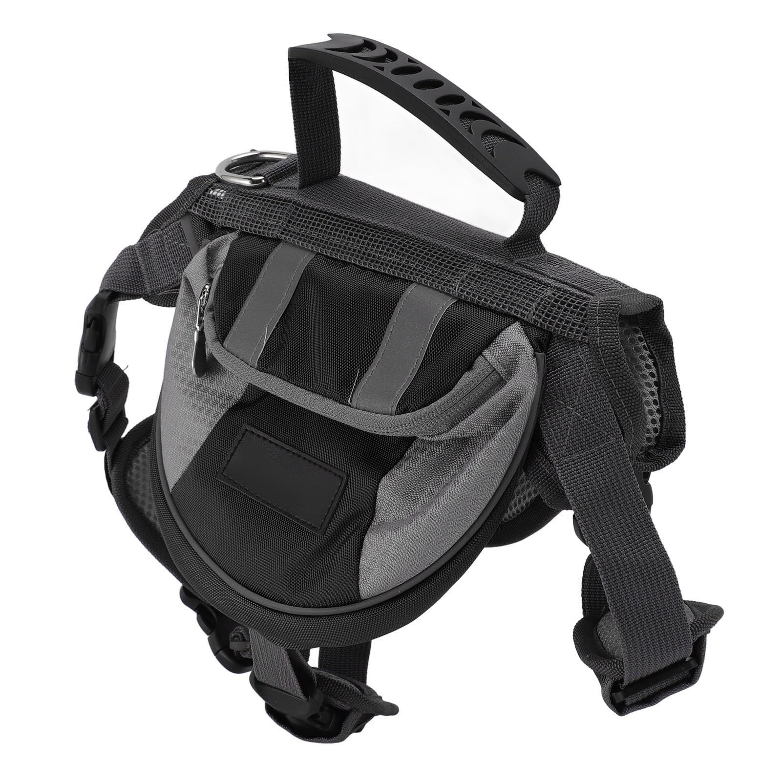 Naroote Dog Backpack For Dogs To Wear, Dog Backpack Saddle Bag, Multiple Pockets Easy To Wear Dog Harness Saddlebag Reflective Stripe Lightweight for Camping (Black)