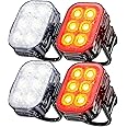 Bike Light Set, 6 LED Bike Light Front and Back Rear, IP65 Waterproof Mountain Road Cycling Safety,Rechargeable Headlight and