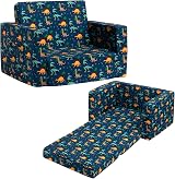 BEJOY 2 in 1 Sofa Bed Sherpa Convertible Kinder Sofa Navy Dinosaurs view 1