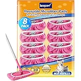 Keepow Reusable 100% Coral Fleece Mop Pads Compatible with Swiffer Sweeper, 8 Pack Pink Wet and Dry Flat mop Cover, Washable 