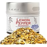 Gustus Vitae | Lemon Pepper Seasoning | Natural Small Batch Gourmet Spice | Gourmet Spice Blend | Gift Set | Non GMO | No MSG | No Fillers | Handmade in USA | Magnetic Tin | Small Batch | All Natural